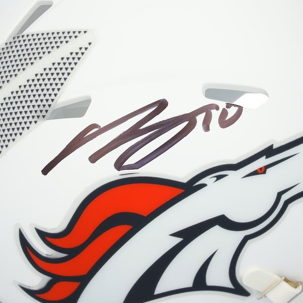 Casque De Football Américain Denver Broncos Taille Réelle - Signé Par Bo Nix - Authentifié Beckett - Neuf 2024