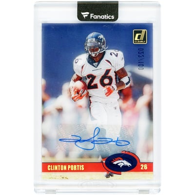 Clinton Portis Denver Broncos Autographed 2023 Panini Clearly Donruss #3 #22/100 Card