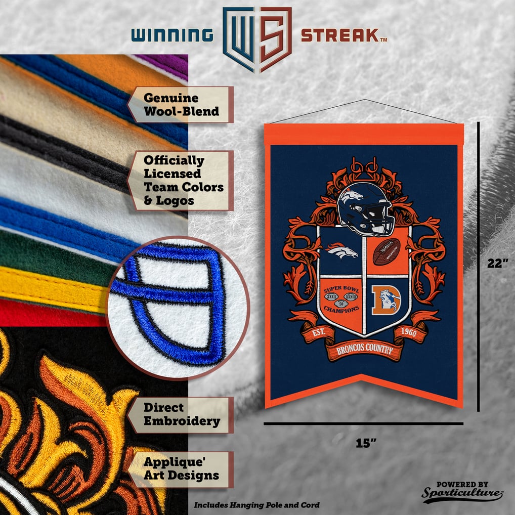 Denver Broncos 15" x 22" Crest Banner