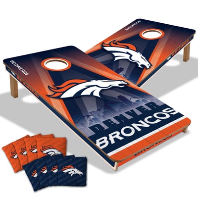 Denver Broncos 2' x 4' City Scape Wood Cornhole Game with Bags