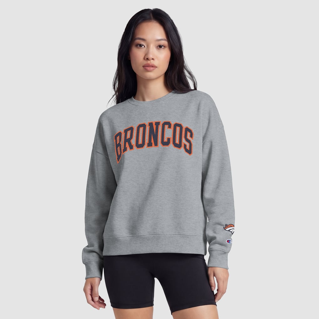 Denver Broncos Champion Women's Contrast Lined Sweatshirt - Heather Gray