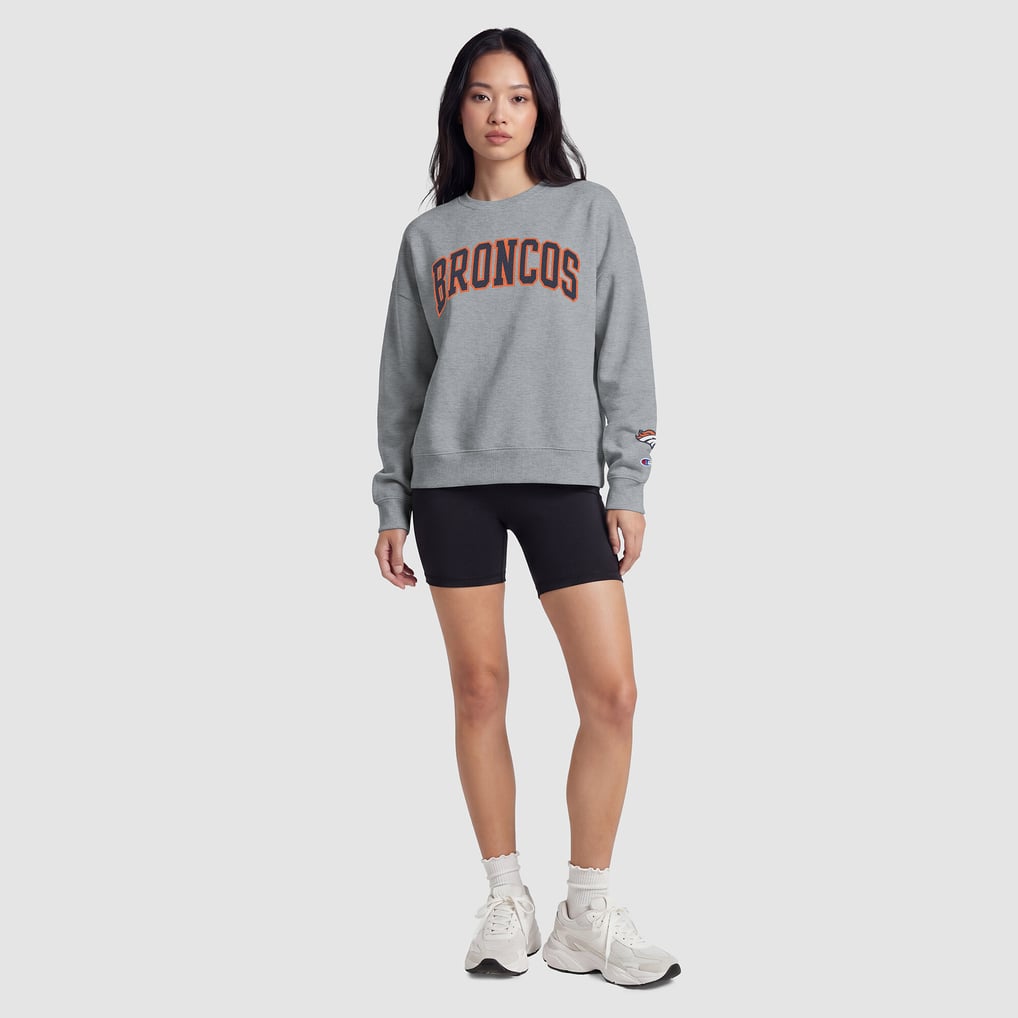 Denver Broncos Champion Women's Contrast Lined Sweatshirt - Heather Gray
