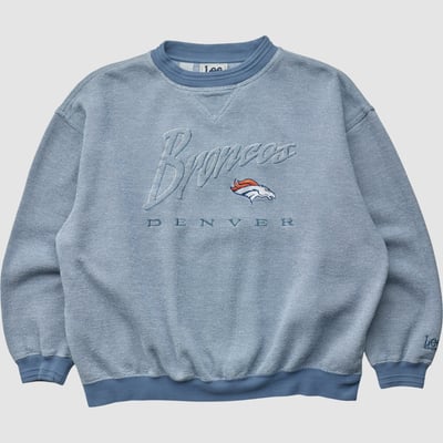 Denver Broncos Lee Apparel 90s Pullover Sweatshirt - Light Blue - M by Fanatics Real Vintage