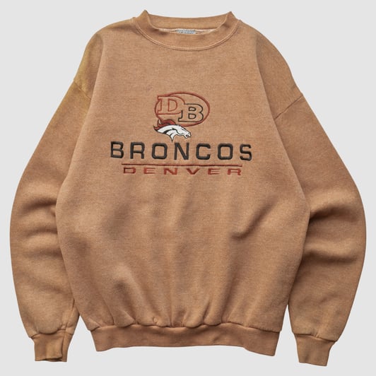 Denver Broncos Logo 7 2000s Pullover Sweatshirt - Clay - S by Fanatics Real Vintage