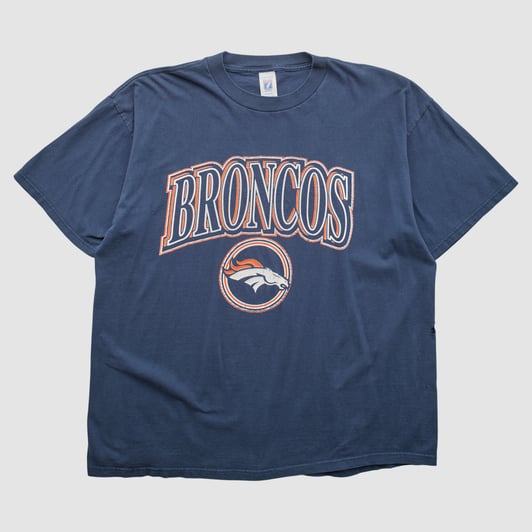 Denver Broncos Logo 7 90s T-shirt - Navy - 2XL by Fanatics Real Vintage