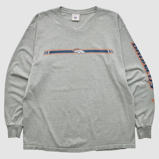 Denver Broncos NFL 2000s Long Sleeve T-shirt - Heather Gray - L by Fanatics Real Vintage