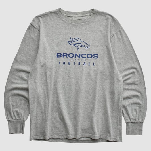Denver Broncos NFL 2000s Long Sleeve T-shirt - Heather Gray - S by Fanatics Real Vintage