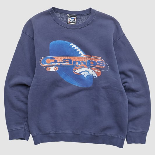 Denver Broncos Pro Player 1998 Pullover Sweatshirt - Navy - XS by Fanatics Real Vintage