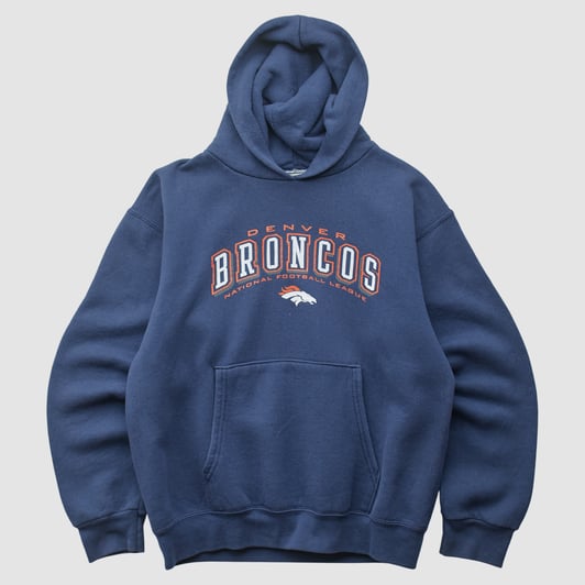Denver Broncos Pro Player 90s Hooded Pullover Sweatshirt - Navy - XS by Fanatics Real Vintage