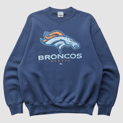 Denver Broncos Pro Player 90s Pullover Sweatshirt - Navy - L by Fanatics Real Vintage