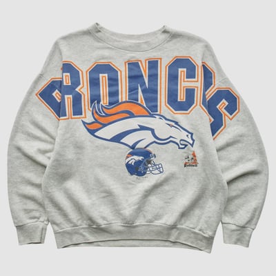 Denver Broncos Riddell 1997 Pullover Sweatshirt - Heather Gray - S by Fanatics Real Vintage