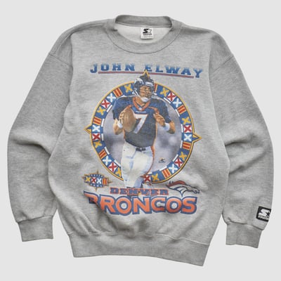 Denver Broncos Starter 1998 Pullover Sweatshirt - Heather Gray - L by Fanatics Real Vintage