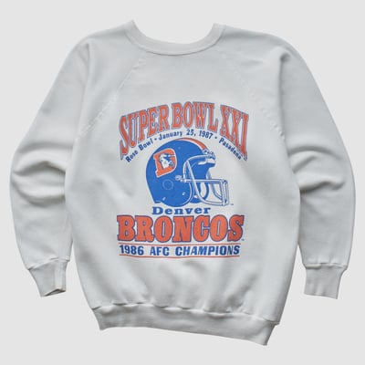 Denver Broncos Trench 1987 Pullover Sweatshirt - White - XS by Fanatics Real Vintage