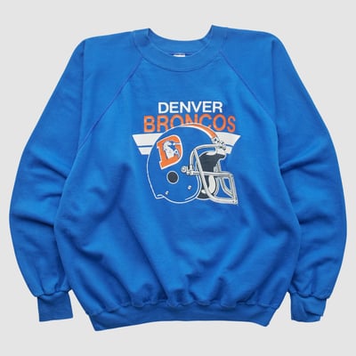 Denver Broncos Trench 80s Pullover Sweatshirt - Blue - S by Fanatics Real Vintage