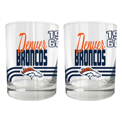 Denver Broncos Two-Piece 12oz. Heritage Rocks Glass Set