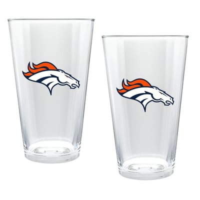 Denver Broncos Two-Piece 16oz. Double Play Pint Glass Set