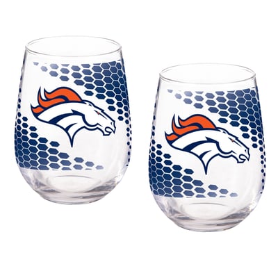 Denver Broncos Two-Piece 17oz. Color Fade Stemless Wine Glass Set