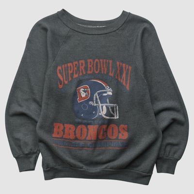 Denver Broncos Wright's 1987 Pullover Sweatshirt - Dark Heather Gray - XS by Fanatics Real Vintage