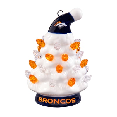 Evergreen Enterprises Denver Broncos 2-Pack 4" White LED Ceramic Christmas Trees Set
