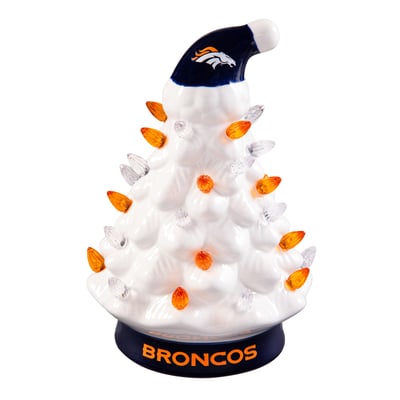 Evergreen Enterprises Denver Broncos 8" White LED Ceramic Christmas Tree
