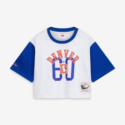  Denver Broncos Mitchell & Ness Girls Youth Game Day Cropped Half Sleeve T-Shirt - White