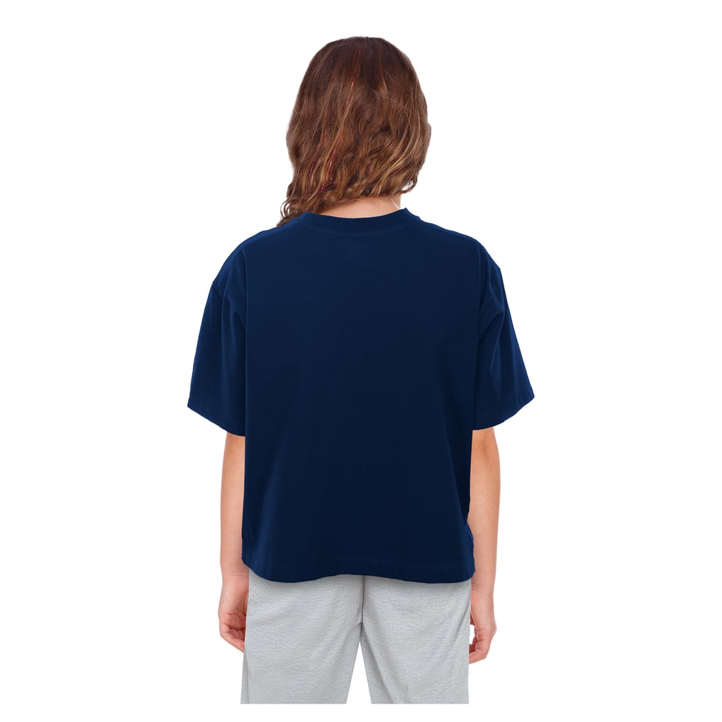 Girls Youth New Era  Navy Denver Broncos Flip Sequin Boxy T-Shirt