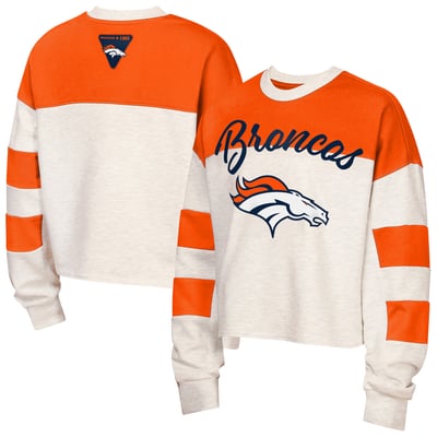 Denver Broncos Outerstuff Girls Youth Dynasty Terry Sweatshirt - Cream/Orange