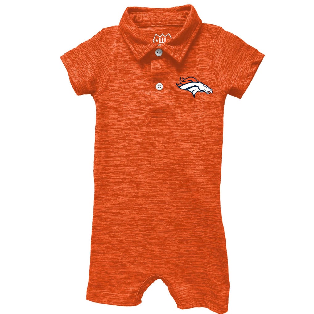 Infant Wes & Willy Orange Denver Broncos Short Leg Cloudy Yarn Polo Romper