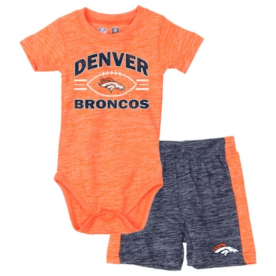 Denver Broncos Wes & Willy Infant Cloudy Yard Hopper Bodysuit & Shorts Set - Orange/Navy
