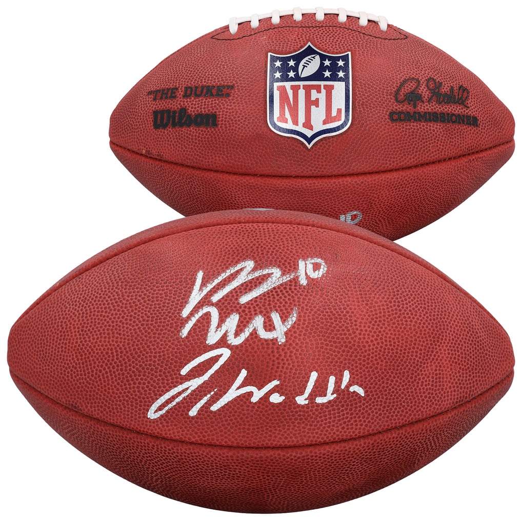Jaylen Waddle & Bo Nix Denver Broncos Autographed Duke Full Color Football