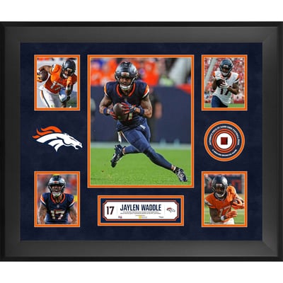 Jaylen Waddle Denver Broncos Fanatics Authentic Framed 20" x 24" 5-Photo Collage with a Piece of Game-Used Football - Limited Edition of 500