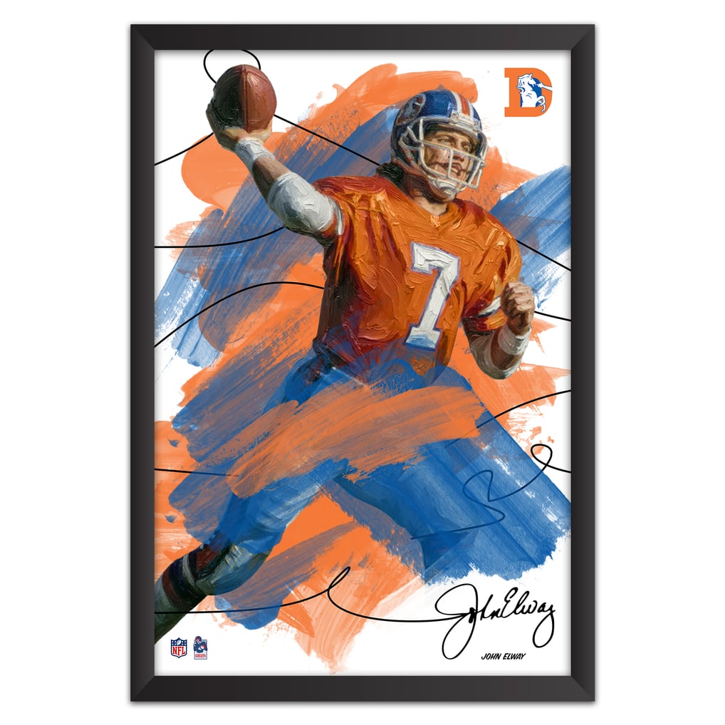 John Elway Denver Broncos 27" x 39" Brush Stroke Player Framed Art Print
