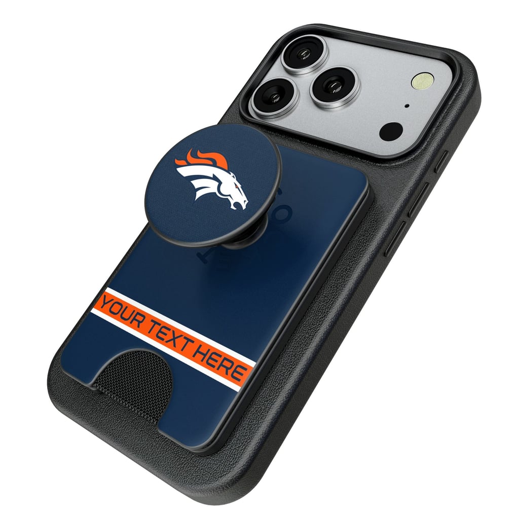 Denver Broncos Keyscaper Personalized Endzone Solid PopSockets Magnetic Wallet