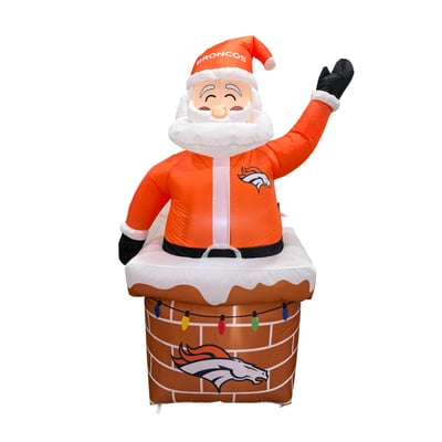 Denver Broncos Logo Brands Santa in Chimney Yard Inflatable