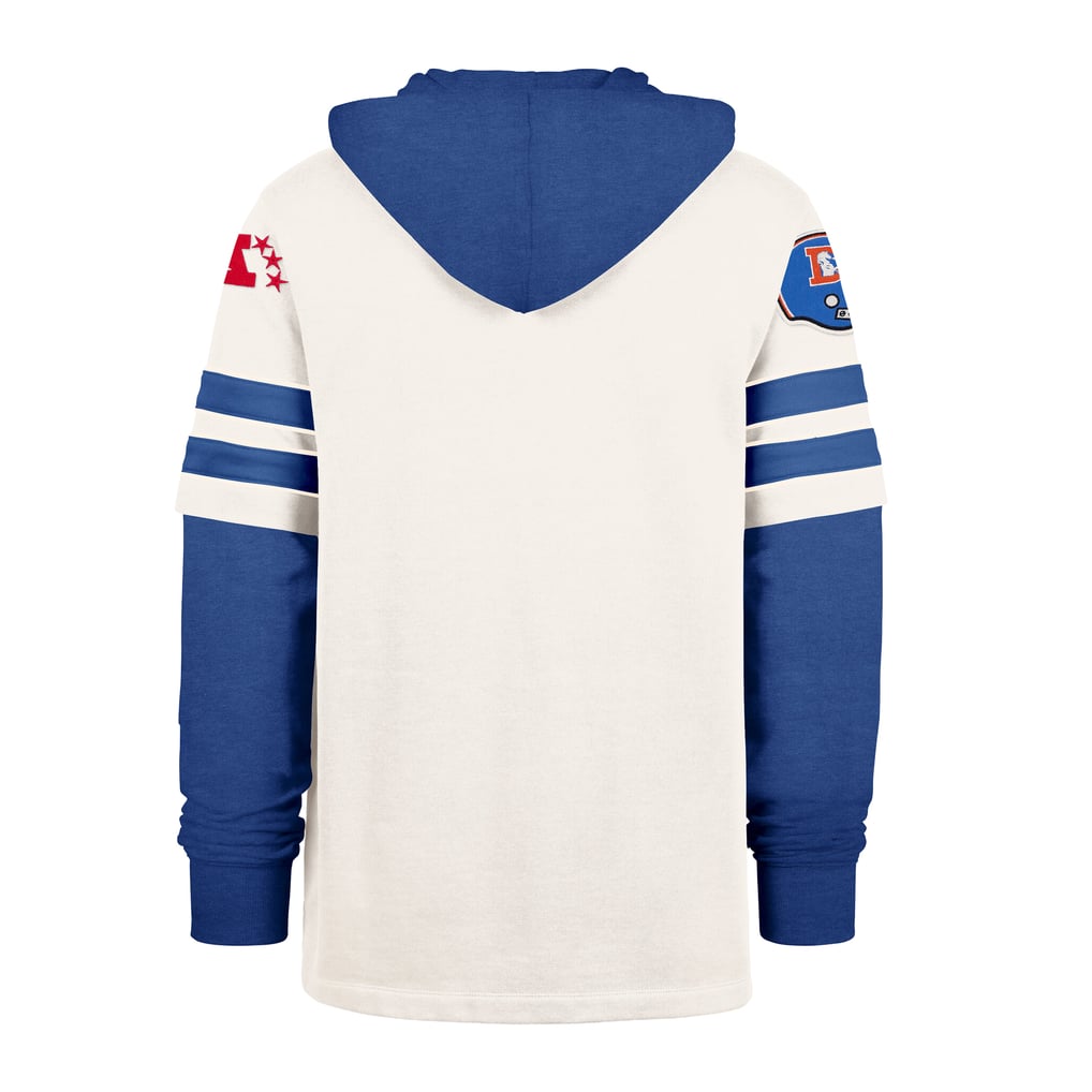 Men's '47  Cream Denver Broncos Split Zone Cornerback Duo Lacer Hoodie