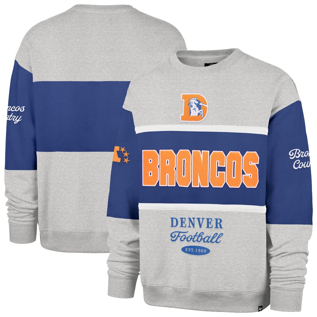 Men's '47 Royal/Heather Gray Denver Broncos Blockfield Maximalist Sweatshirt