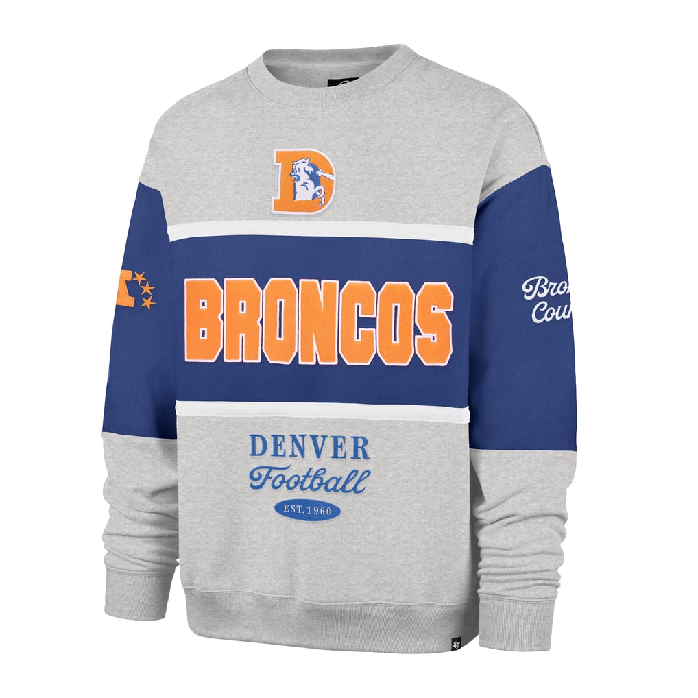 Men's '47 Royal/Heather Gray Denver Broncos Blockfield Maximalist Sweatshirt