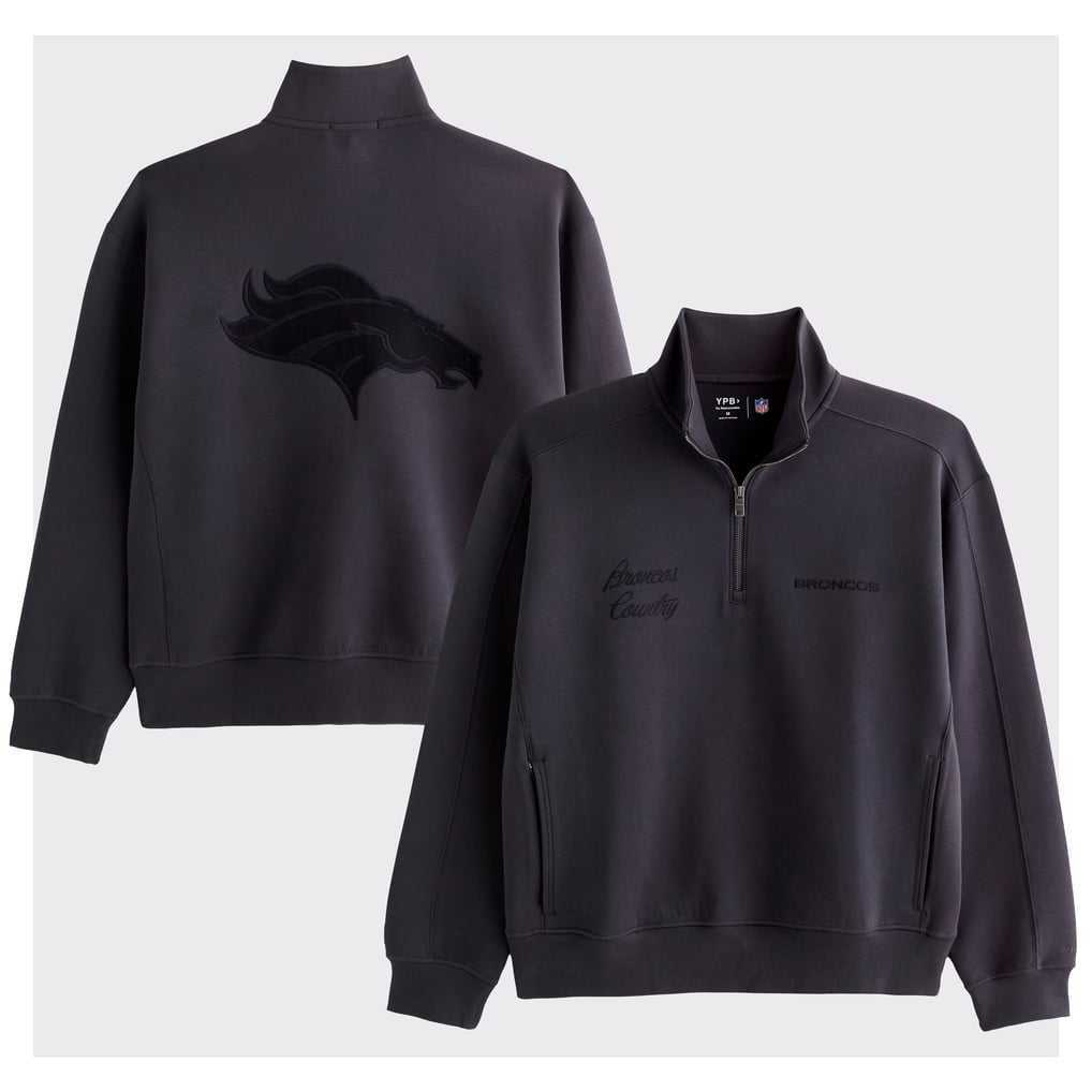 Men's Abercrombie & Fitch Black Denver Broncos YPB neoKNIT MAX Half-Zip Top