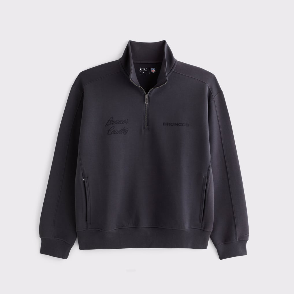 Men's Abercrombie & Fitch Black Denver Broncos YPB neoKNIT MAX Half-Zip Top