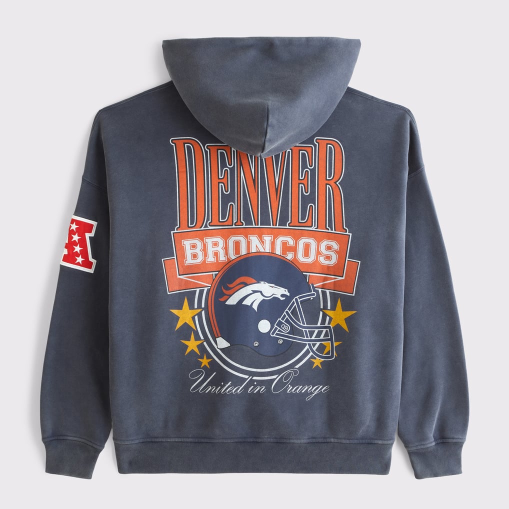 Men's Abercrombie & Fitch Navy Denver Broncos Fleece Full-Zip Hoodie