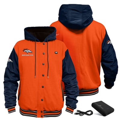 Denver Broncos ActionHeat 5V Heated Varsity Jacket - Orange