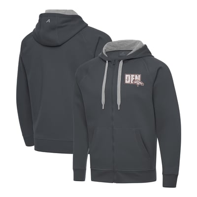 Denver Broncos Antigua Woodland Camo Victory Full-Zip Hoodie - Charcoal