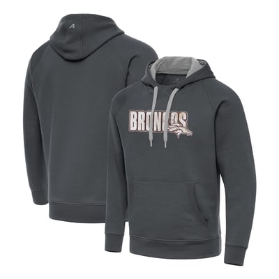 Denver Broncos Antigua Woodland Camo Victory Hoodie - Charcoal