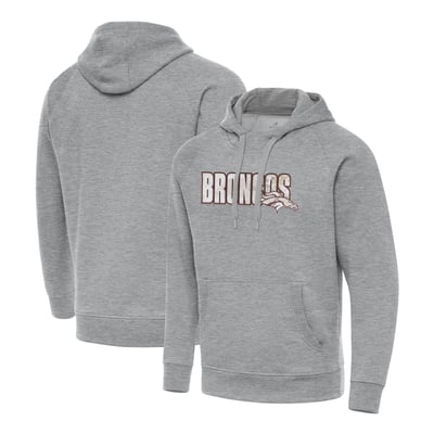 Denver Broncos Antigua Woodland Camo Victory Hoodie - Heather Gray