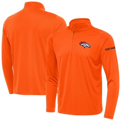 Denver Broncos Antigua  Personalized Tribute Quarter-Zip Pullover - Orange
