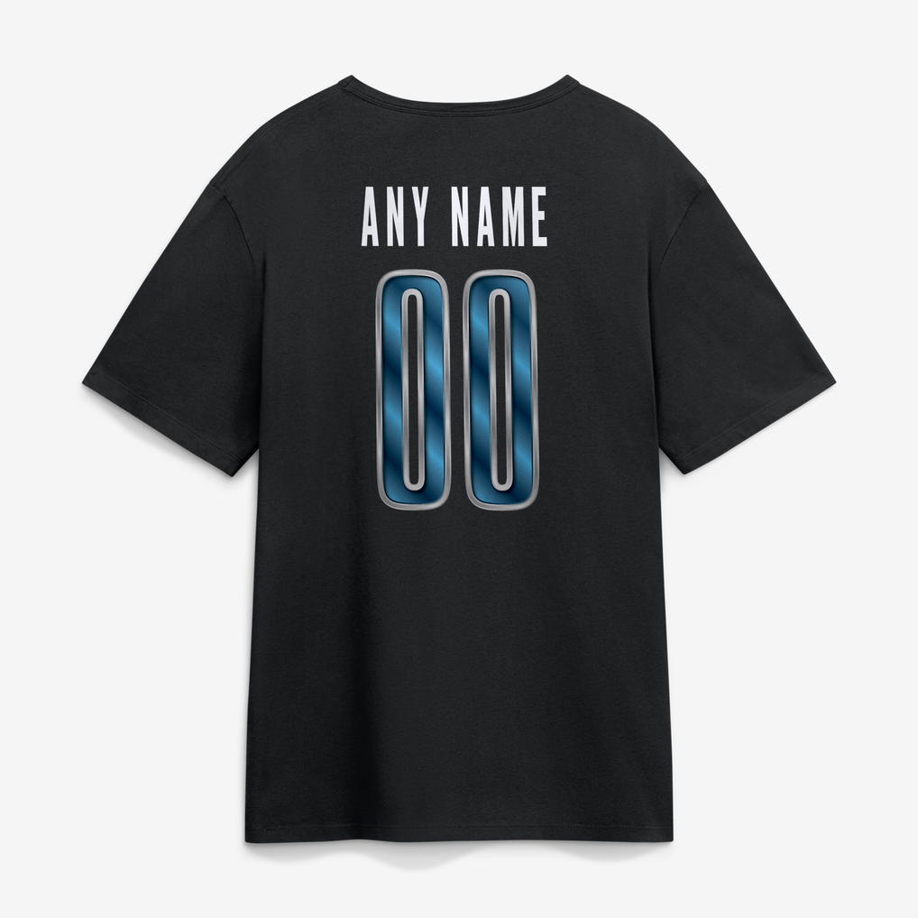 Men's Black Denver Broncos Big & Tall Metallic Mascot Personalized Name & Number T-Shirt