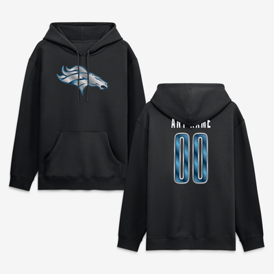 Denver Broncos  Metallic Mascot Personalized Name & Number Hoodie - Black
