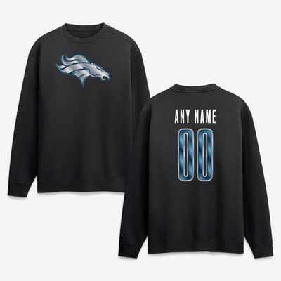Denver Broncos  Metallic Mascot Personalized Name & Number Sweatshirt - Black