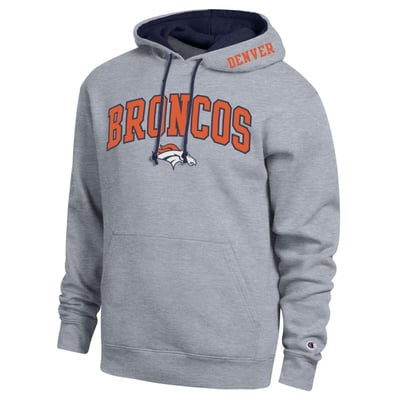  Denver Broncos Champion Contrast Hoodie - Heather Gray/Navy