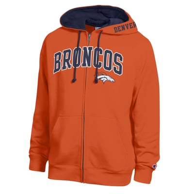  Denver Broncos Champion Full-Zip Hoodie -  Orange/Navy